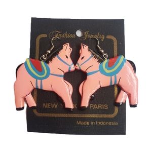 Painted wooden folk art earrings